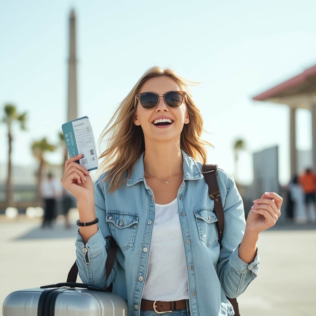 Happy customer booking flights via WhatsApp