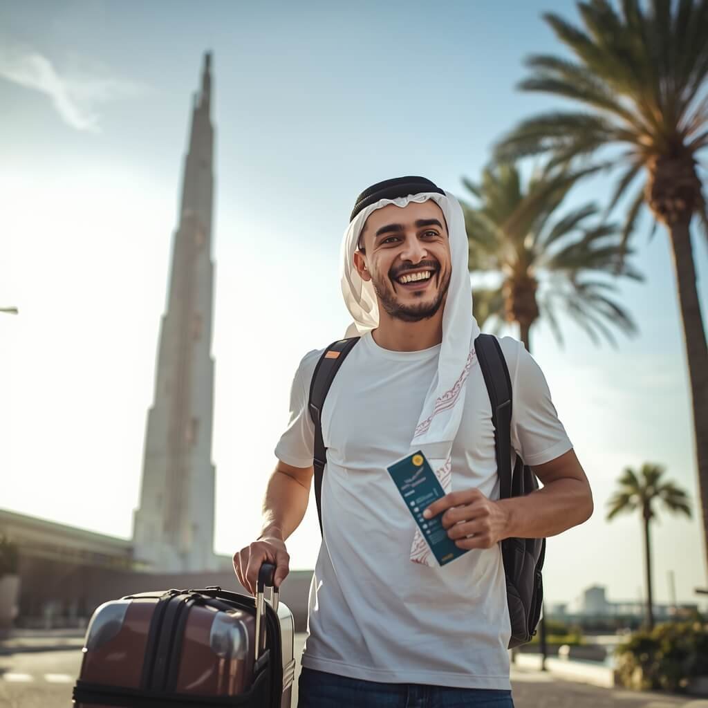 Happy customer booking flights via WhatsApp