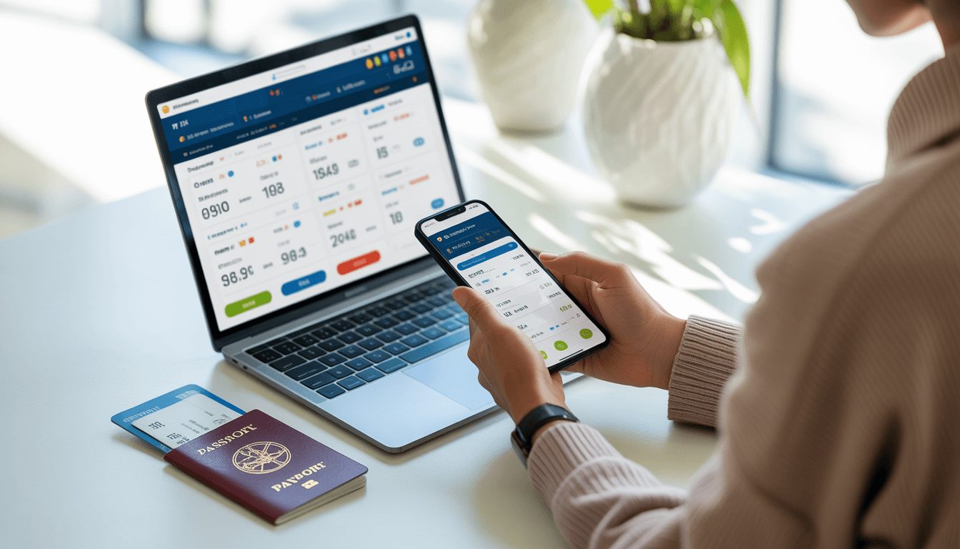 Modern traveler booking flights